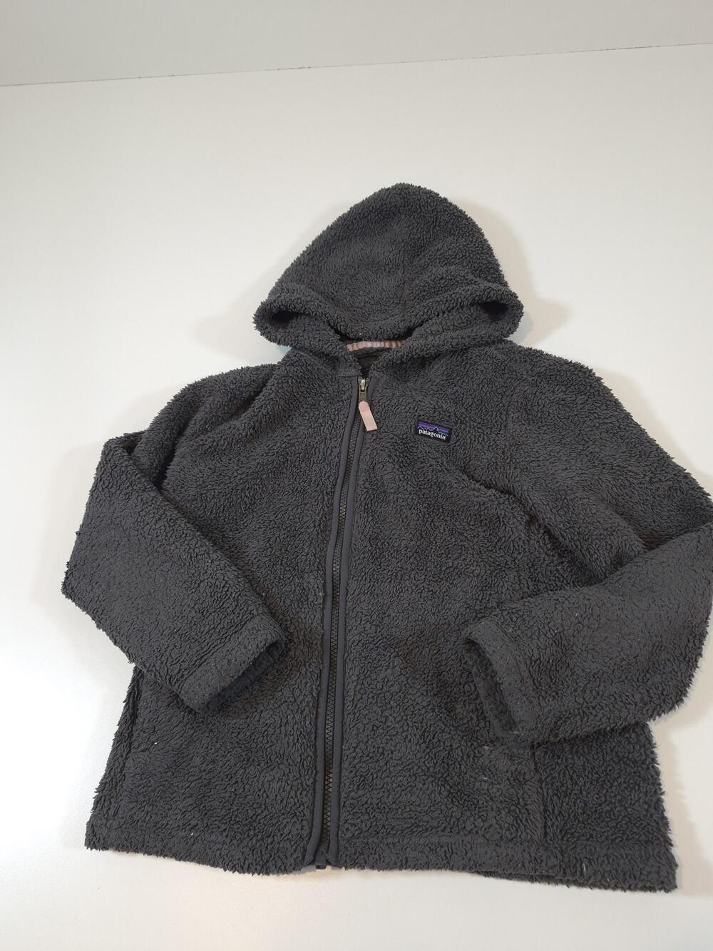 Patagonia Los Gatos Hoody Jacket Kids 10 Gray Fleece Zip Worn Wear FLAW